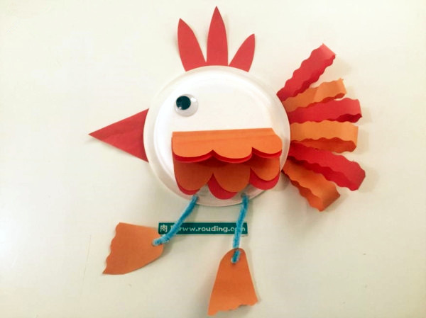 纸盘大公鸡挂饰手工制作