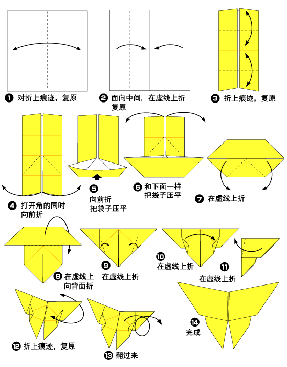 立体蝴蝶折纸 图解图片