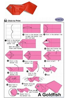幼儿手工折纸可爱的小金鱼